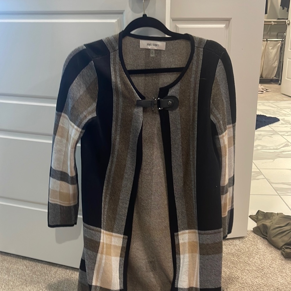 Jones studio plaid duster cardigan